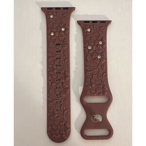Floral Embossed Silicone Watch Band – Burgundy Red (38/40/41mm)